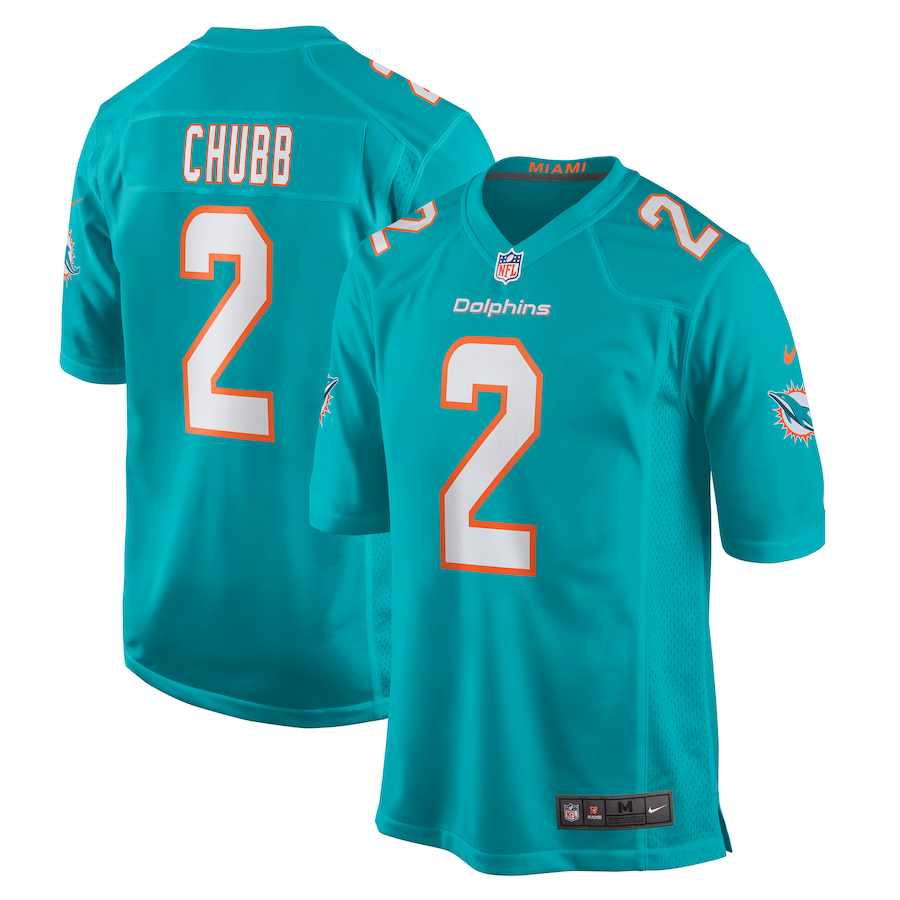 Men Miami Dolphins #2 Bradley Chubb Nike Aqua Game Player NFL Jersey
